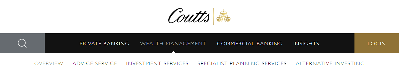 Coutts secondary navigation